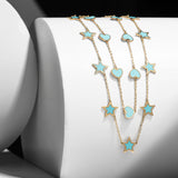 14 Karat Turquoise Gemstone Heart Necklace