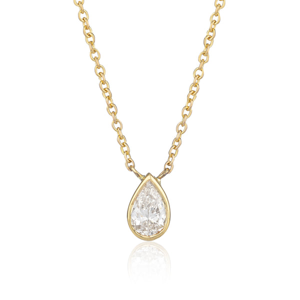 Itsy Diamond Pear Bezel Set Necklace
