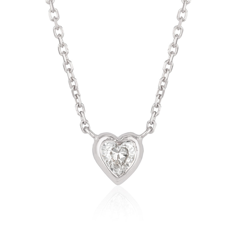 Itsy Diamond Heart Bezel Set Necklace