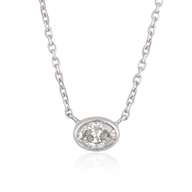 Itsy Diamond Oval Bezel Set Necklace