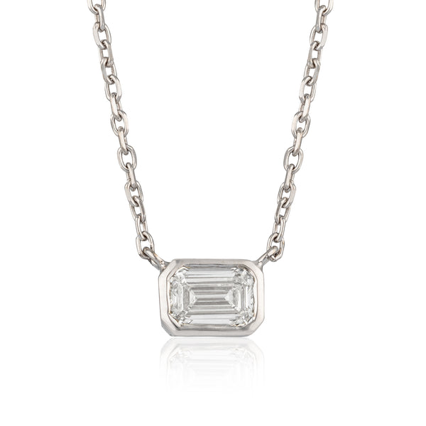 Itsy Emerald Diamond Bezel Set Necklace