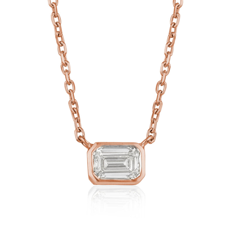 Itsy Emerald Diamond Bezel Set Necklace