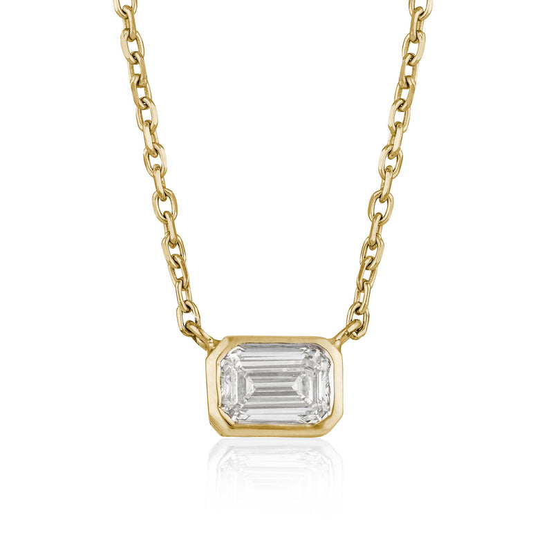 Itsy Emerald Diamond Bezel Set Necklace