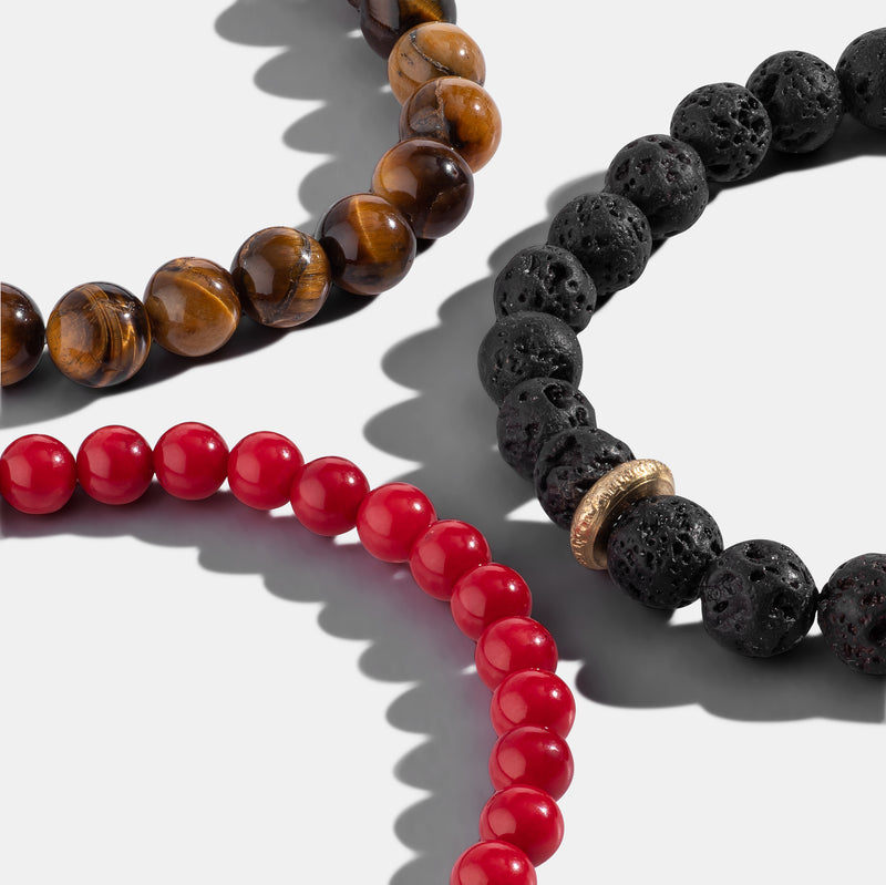 Mens Coral Beaded Bracelet