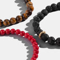Load image into Gallery viewer, Mens Lava and Yellow Disk Beaded Bracelet
