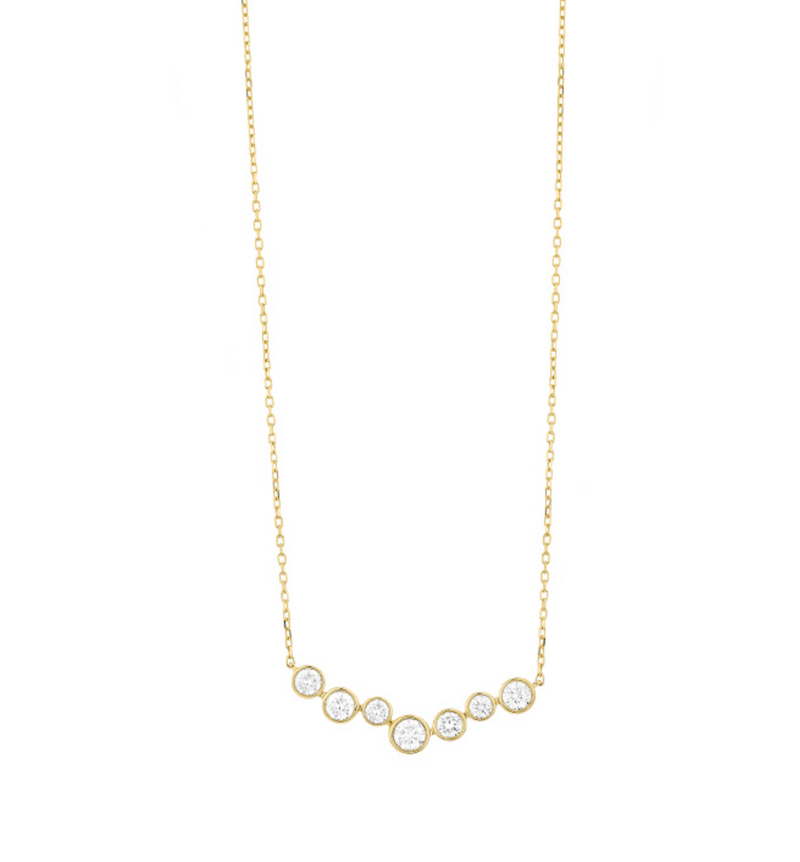 14 Karat Yellow Gold Bezel Set Diamond Circle Pendant