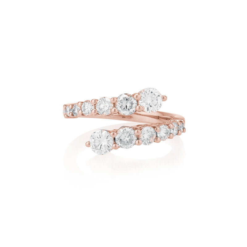 14 Karat Rose Gold and Diamond Bypass Ring