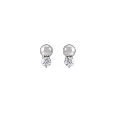 14 Karat Large Diamond Bead Stud Earrings