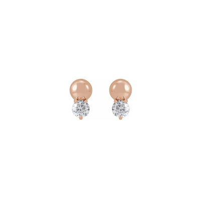 14 Karat Large Diamond Bead Stud Earrings
