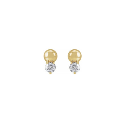 14 Karat Large Diamond Bead Stud Earrings