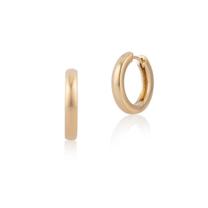 Yellow Gold Thick 17mm Hinge Hoop Earrings