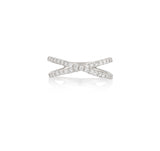 14 Karat White Gold and Diamond Criss Cross Ring