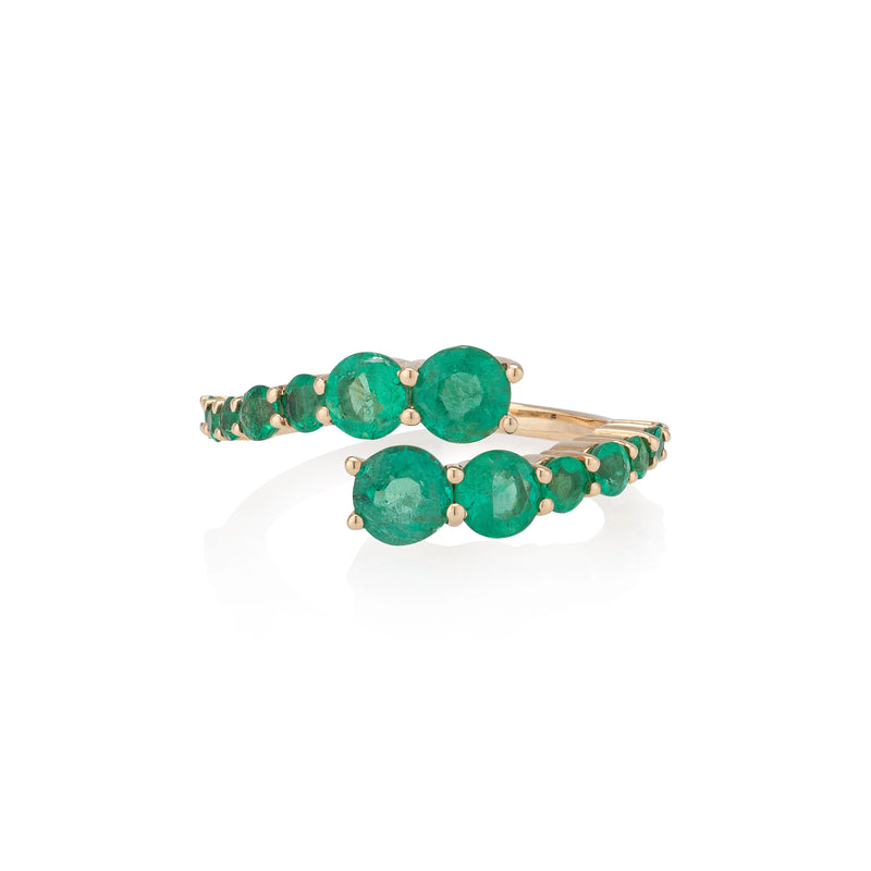 14 Karat Gold Emerald Bypass Ring