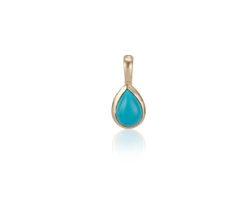 Yellow Gold and Bezel Set Pear Turquoise Charm