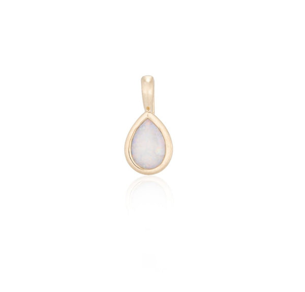 Yellow Gold and Bezel Set Pear Opal Charm