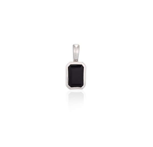 White Gold and Bezel Set Black Onyx Charm
