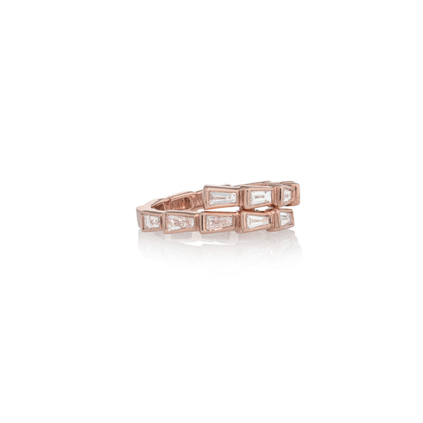 14 Karat Rose Gold and Diamond Baguette Wrap Ring
