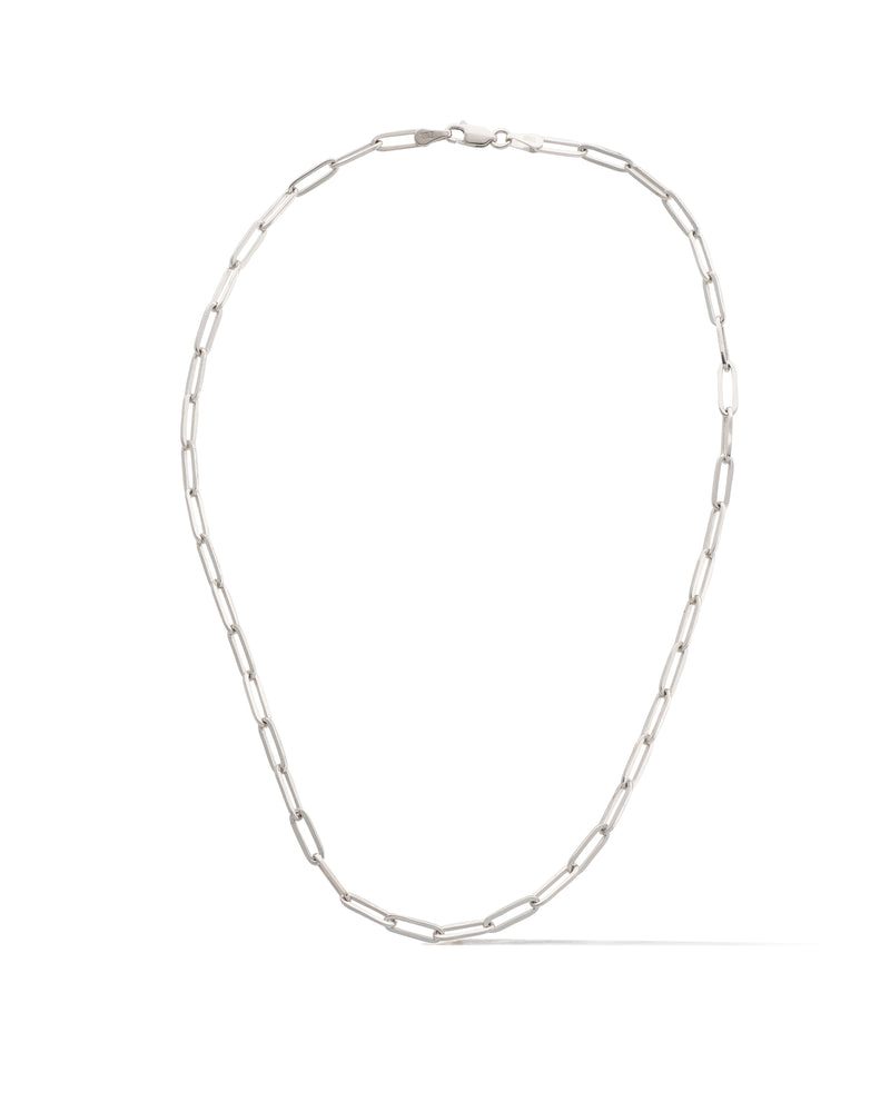 14 Karat White Gold Solid Thick Paperclip Chain