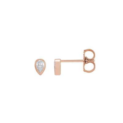 Diamond Pear Shape Bezel Set Studs