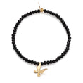 Load image into Gallery viewer, 4mm Black Crystal and Yellow Butterfly Charm Bracelet
