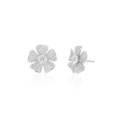 White Gold and Diamond Floral 2.75cts Studs