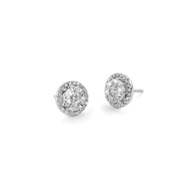 White Gold Diamond Halo Stud 1.25cts Earrings