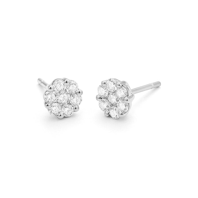 White Gold Diamond Floral 2.00cts Stud Earrings