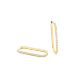 Yellow Gold and Diamond Everyday Timeless Rectangle Hoops