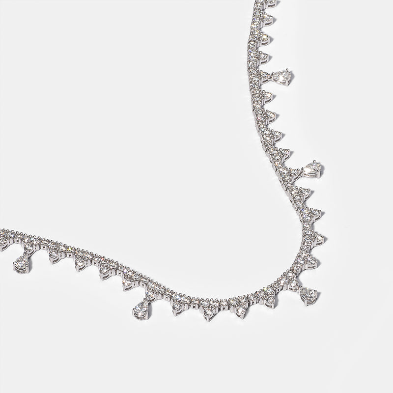 White Gold and Diamond 6.05cts Princess Choker Tennis Necklace