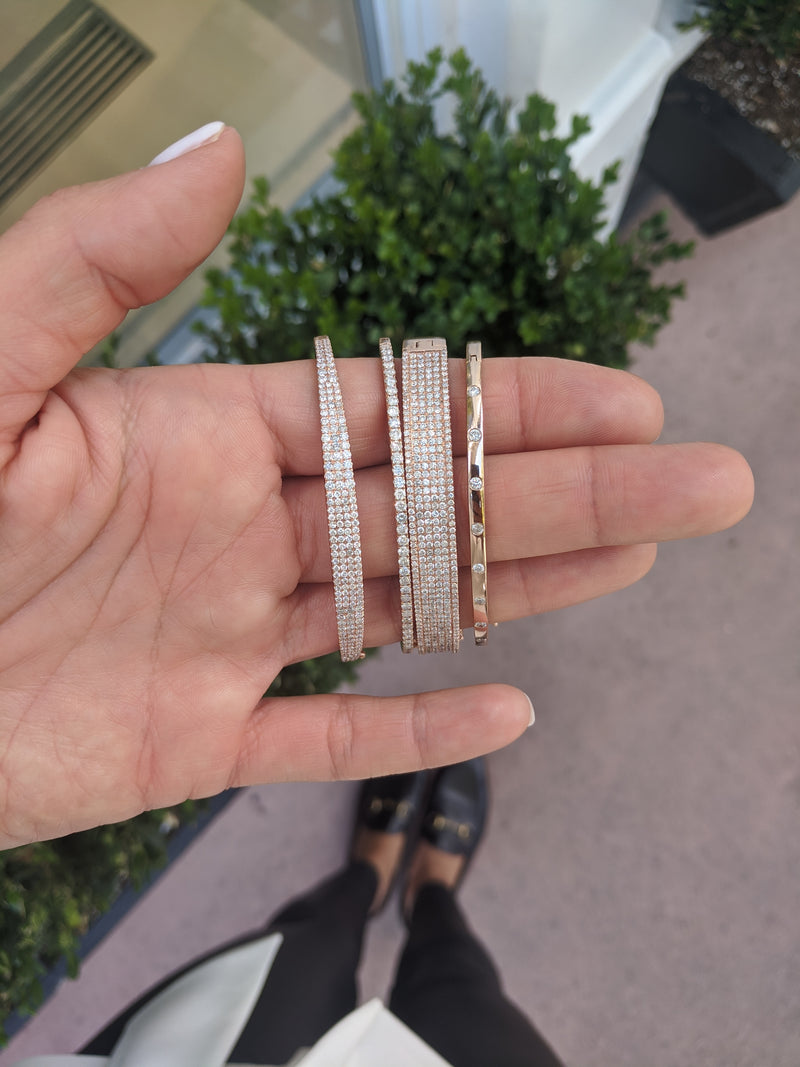 Rose Gold and Diamond Medium Flat Top Cuff Bracelet