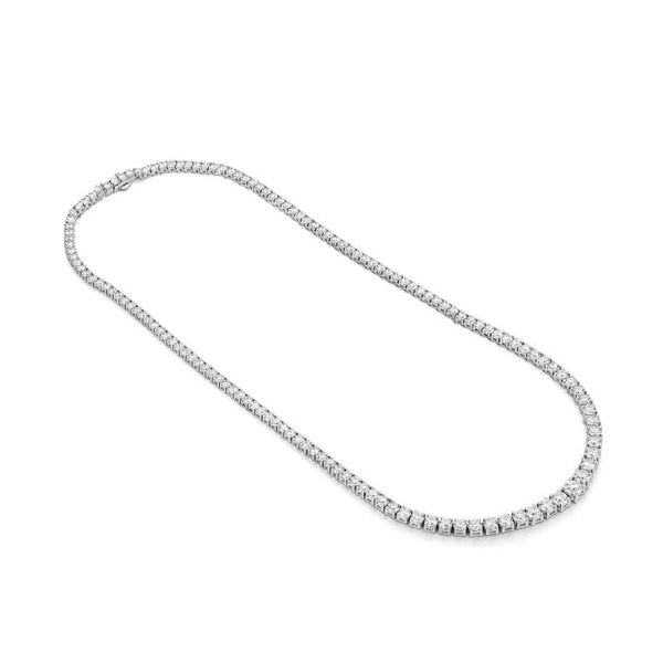 White Gold All The Way Graduated 6.00cts Diamond 17.75" Tennis Necklace