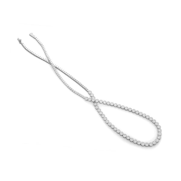 White Gold Half Way Rachel Scalloped Diamond 3.25cts Tennis Necklace
