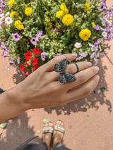 Black Rhodium Silver & Black Diamond Fluttering Butterfly Ring