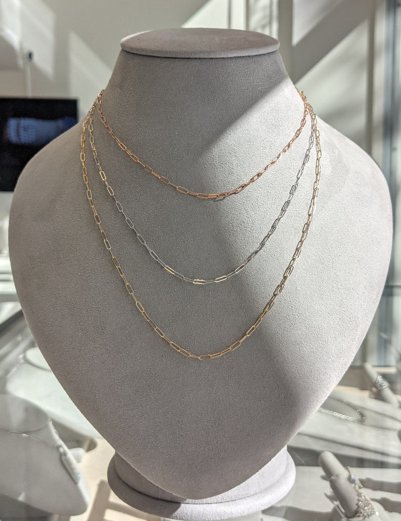 14 Karat Rose Gold Micro Itsy Paperclip Chain