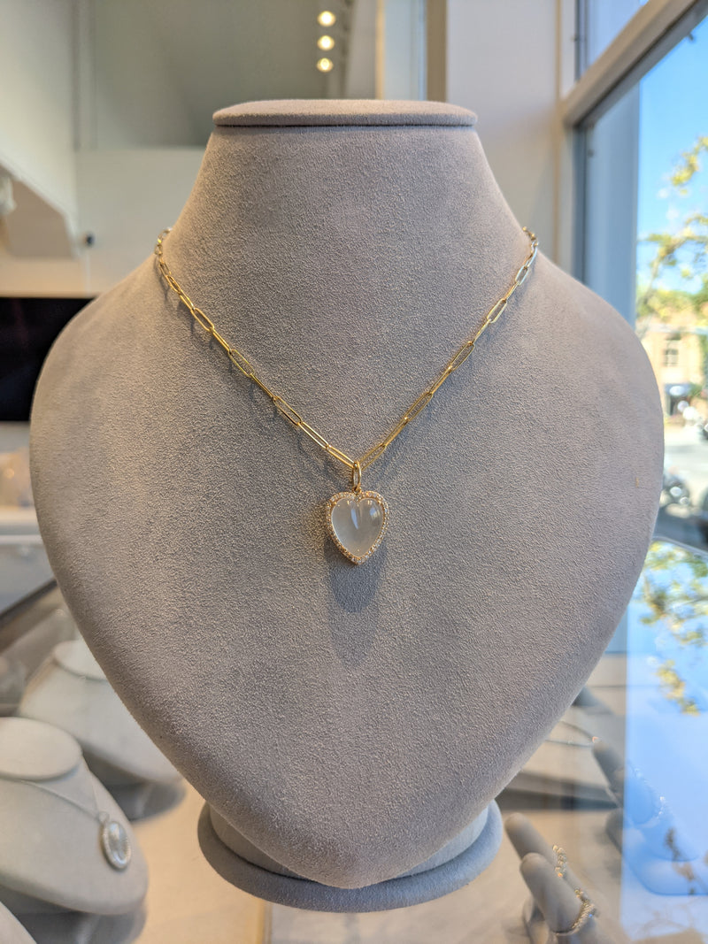 Gold Diamond and Quartz Chubby Heart Charm