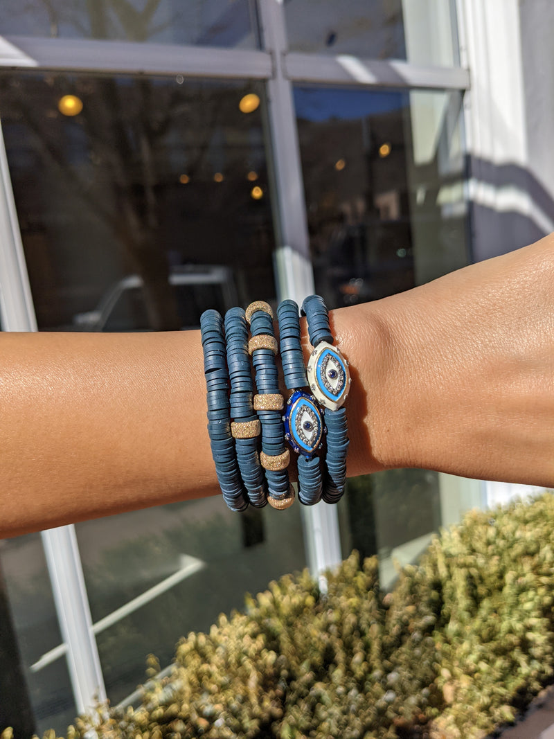 6mm Navy Vinyl Beaded Bracelet