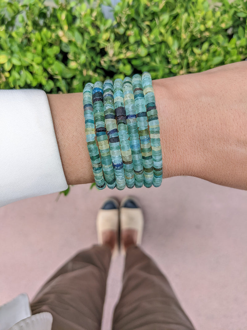 4mm Vintage Roman Glass Beaded Bracelet