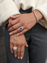 18 Karat White Gold and Blue Sapphire Diamond Ring