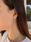 Load image into Gallery viewer, Yellow Gold and Diamond Evening Timeless Rectangle Hoops

