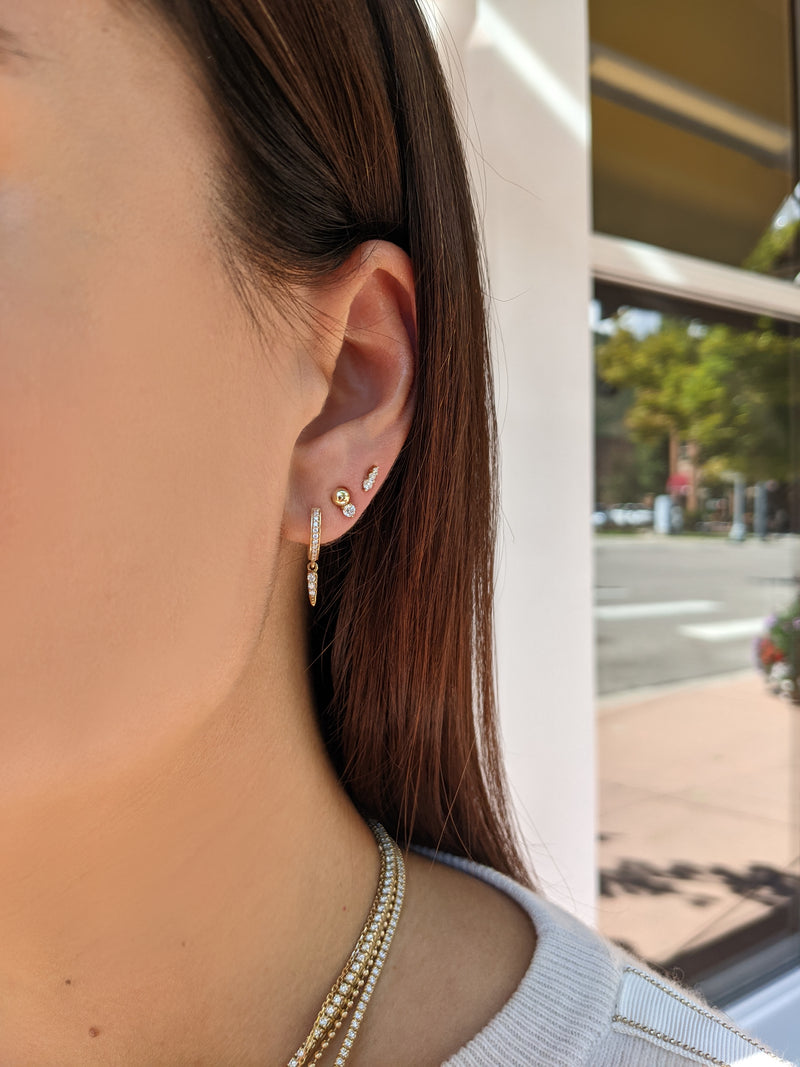 14 Karat Small Diamond Bead Stud Earrings