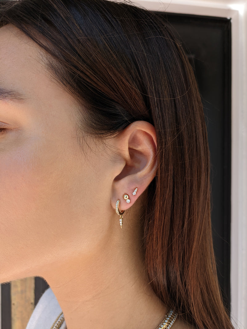 14 Karat Small Diamond Bead Stud Earrings
