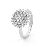 White Gold Pave Flower Diamond Ring 1.15cts Size 6.75