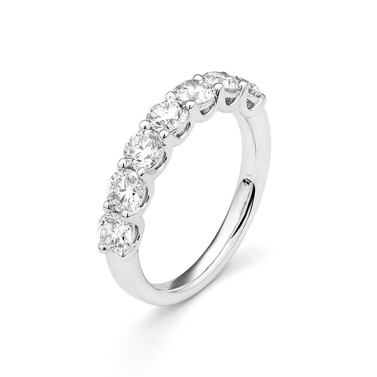 White Gold Seven Diamonds Half Way Band
