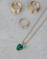 Gold Diamond and Malachite Chubby Heart Charm