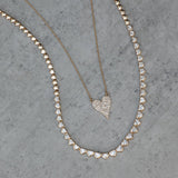 Yellow Gold Bezel Set 8.00cts Full Cut Diamond Heart 17.00" Tennis Necklace