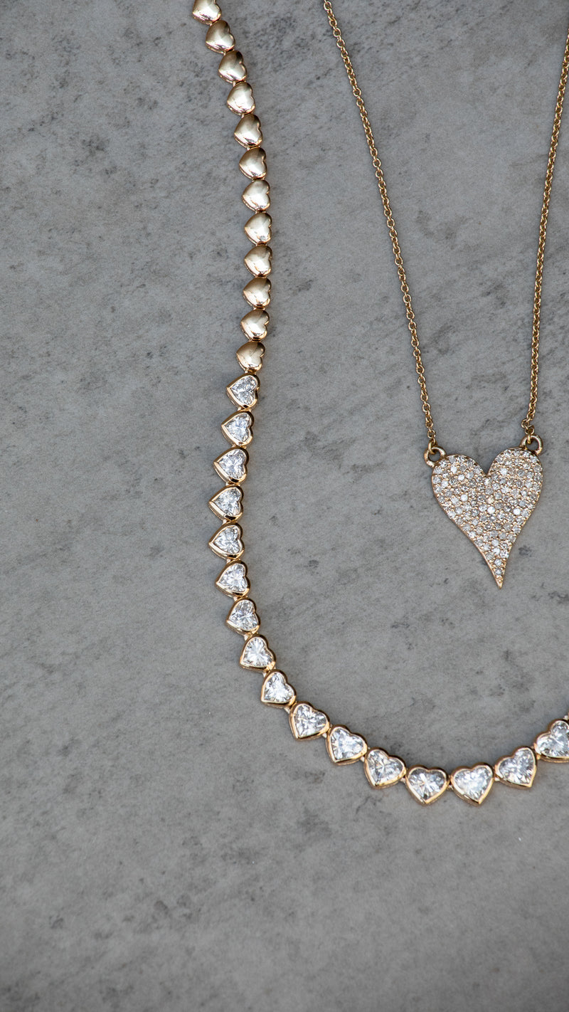 Yellow Gold and Diamond Medium Heart Necklace