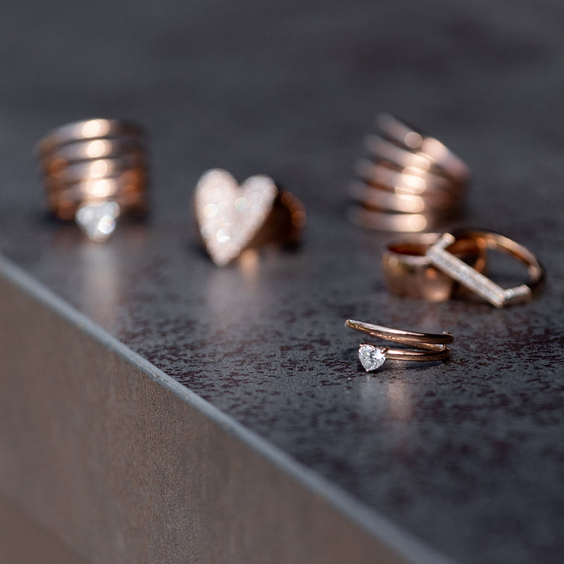 Rose Gold Heart Diamond Half Spiral Ring .60cts – RACHEL LYNN CHICAGO