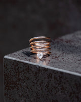 Rose Gold Heart Diamond Spiral Ring .78cts