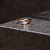 Rose Gold Heart Diamond Half Spiral Ring .60cts
