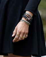6mm Black Vinyl and Single Gold Dust Bead Bracelet